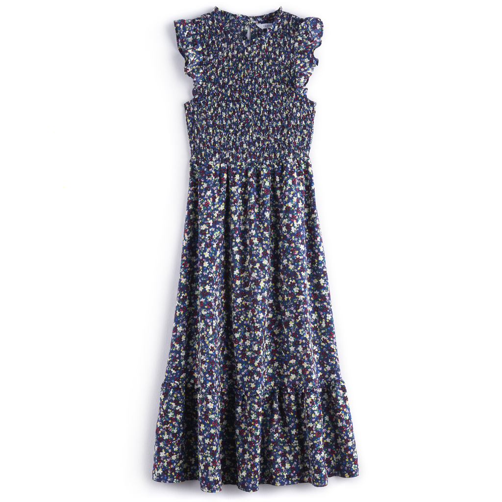 Ruffle Smocked Midi Dress in Modern Liberty Floral ($48, originally $64)