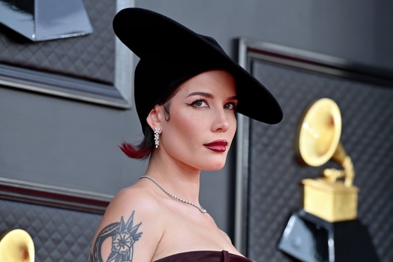 LAS VEGAS, NEVADA - APRIL 03: Halsey attends the 64th Annual GRAMMY Awards at MGM Grand Garden Arena on April 03, 2022 in Las Vegas, Nevada. (Photo by Axelle/Bauer-Griffin/FilmMagic)
