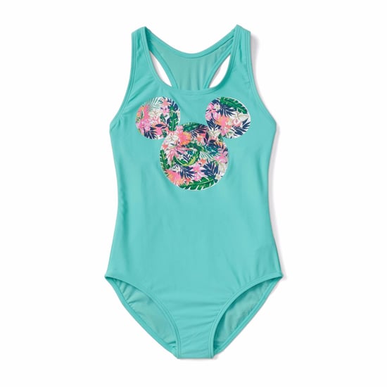 Disney Swimsuit Toddler Mickey Mouse Aqua Coral Ruffles One Piece 