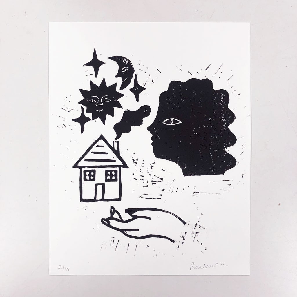 Haus Linocut Print