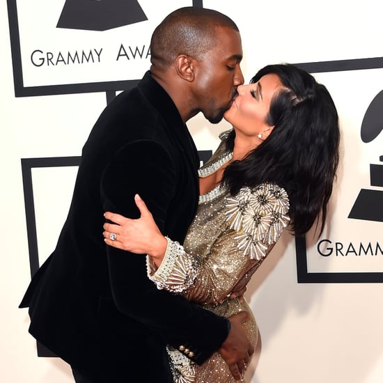 Kim Kardashian and Kanye West at the Grammys 2015