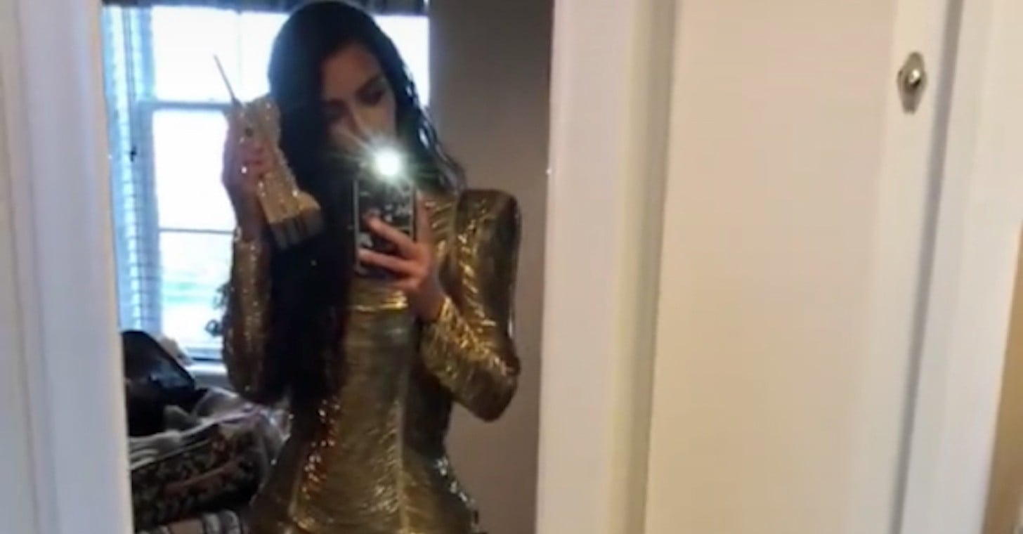 Kim Kardashian Gold Balmain Dress at Pusha T's Wedding | PS Fashion