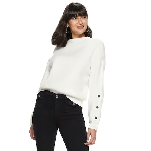 Nine West Funnel Neck Drop Shoulder Pullover Sweater