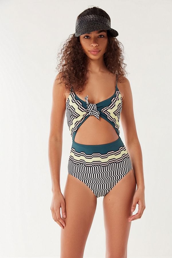 Out From Under Printed Tie-Front One-Piece Swimsuit