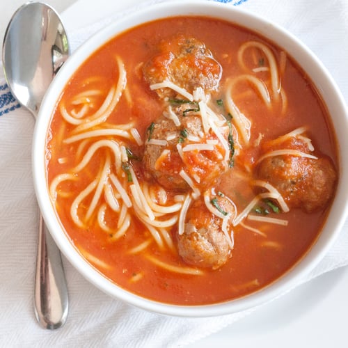 SlowCooker Spaghetti and Meatball Soup POPSUGAR Food