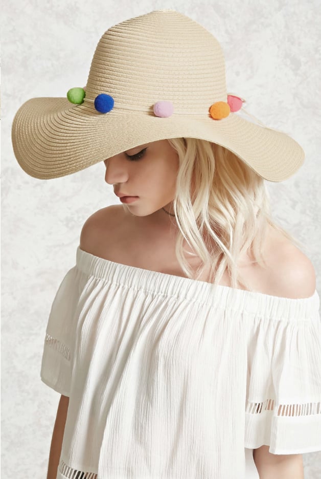 Forever 21 Pom-Pom Straw Hat