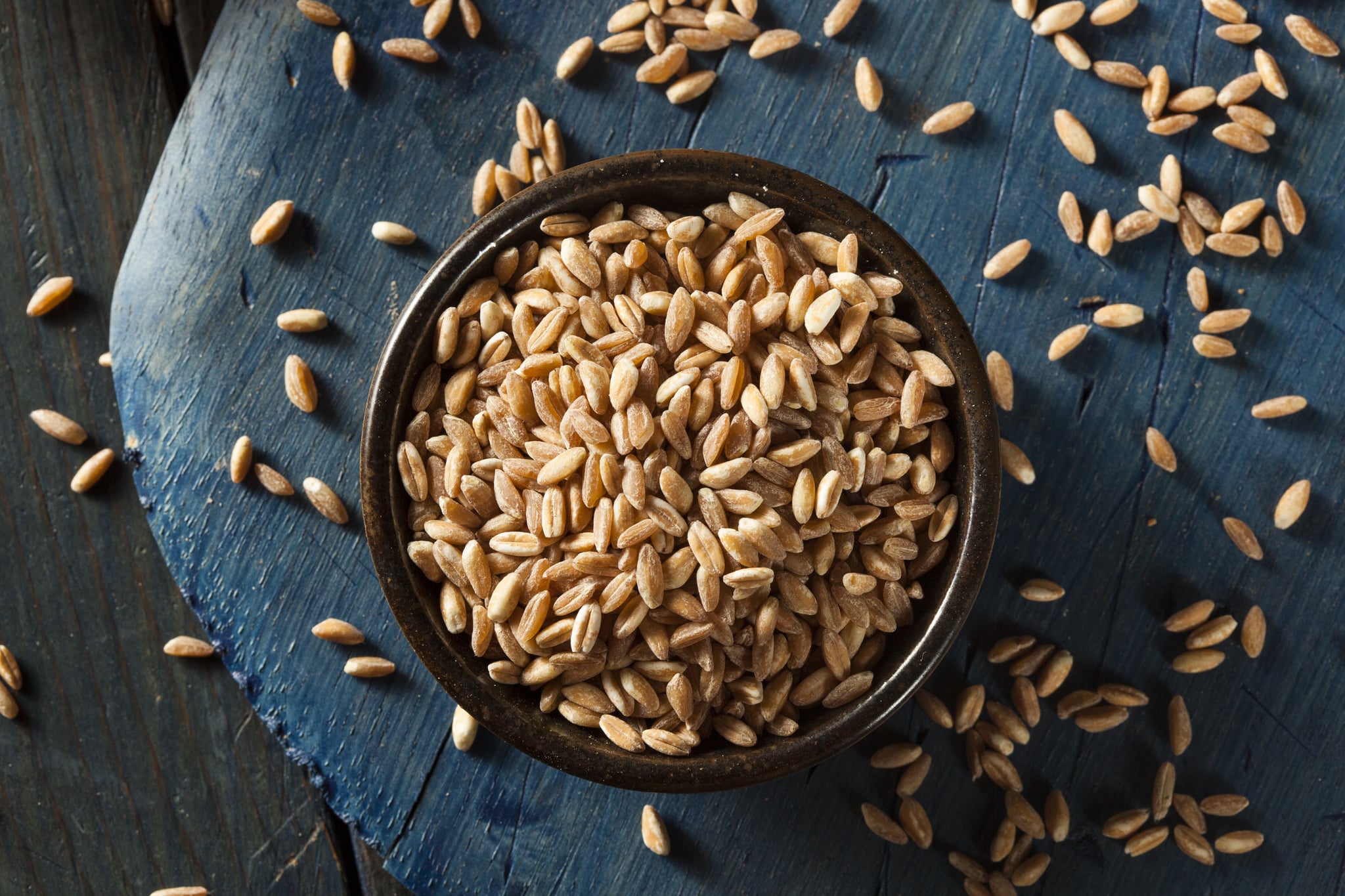 Organic Raw Farro Grain in a Bowl