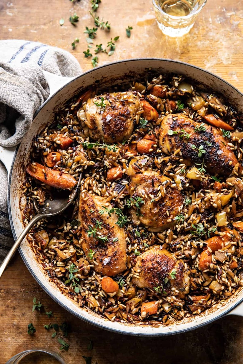 Lemon Rosemary Dijon Chicken and Butter Toasted Rice Pilaf