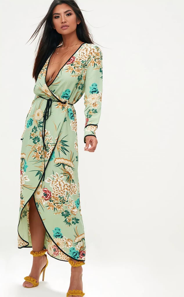 pretty little thing green floral dress