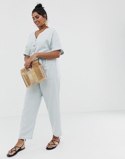 ASOS Design Curve Soft Denim Jumpsuit