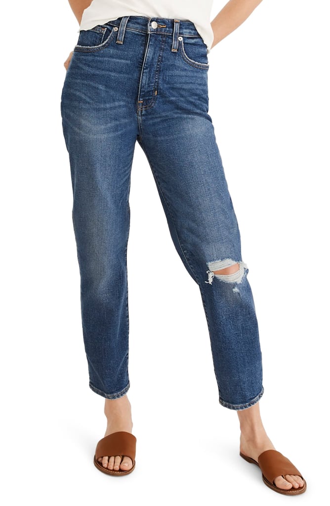 high waist stretch straight leg jeans