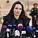 Angelina Jolie Wearing a Black Coat in Jordan