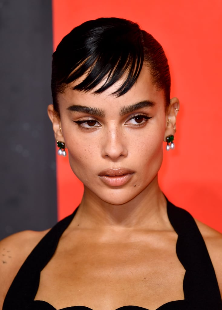 Zoë Kravitz's Micro Side-Swept Fringe at The Batman Premiere