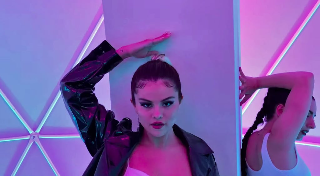 Selena Gomez Wearing a Patent Leather Set in the "Look at Her Now" Music Video
