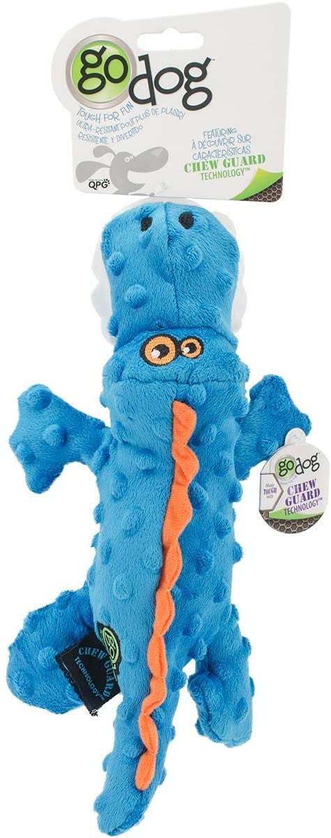 goDog Gators Chew Guard Dog Toy, Blue, Large