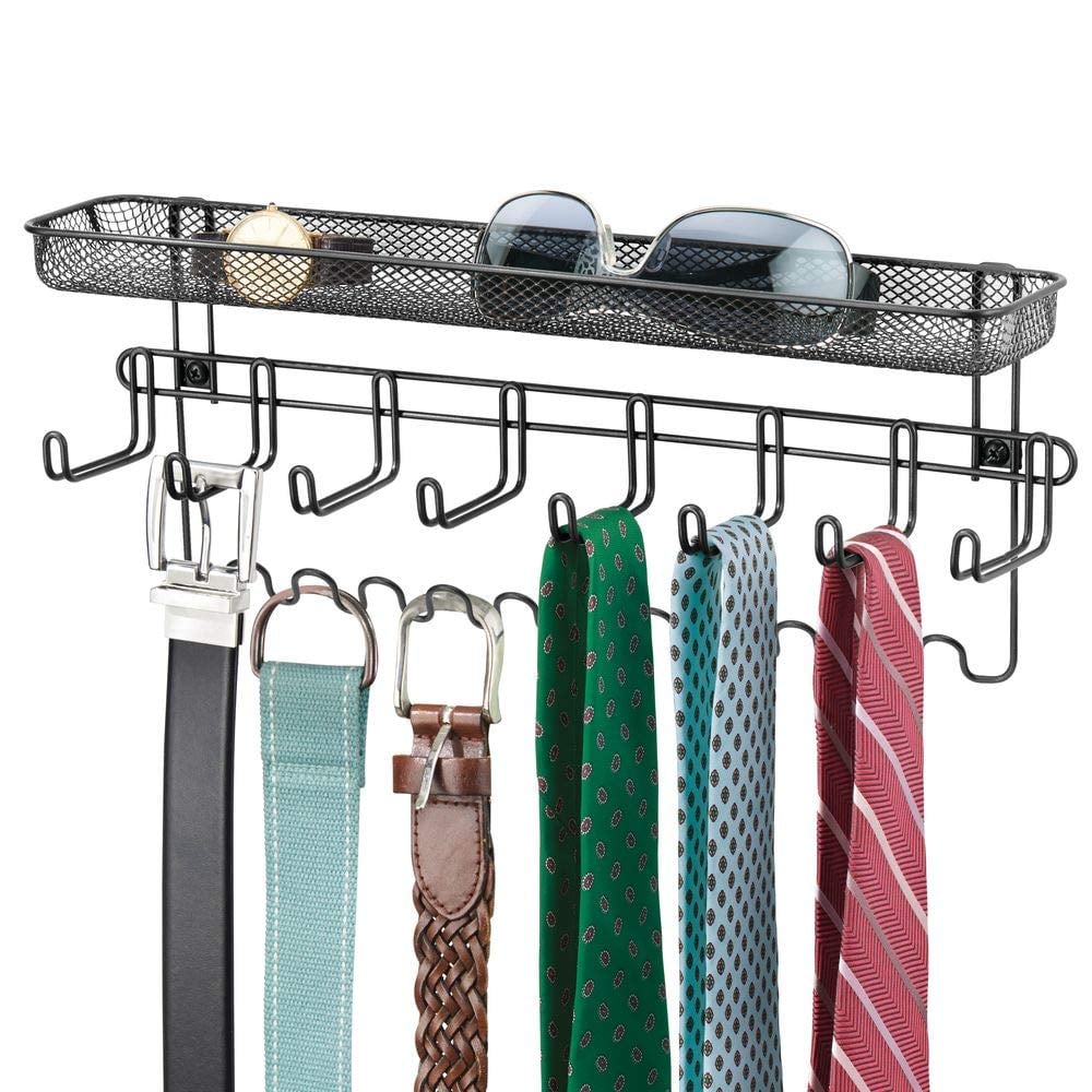 mDesign Closet Wall Mount Accessory Storage Organiser Rack