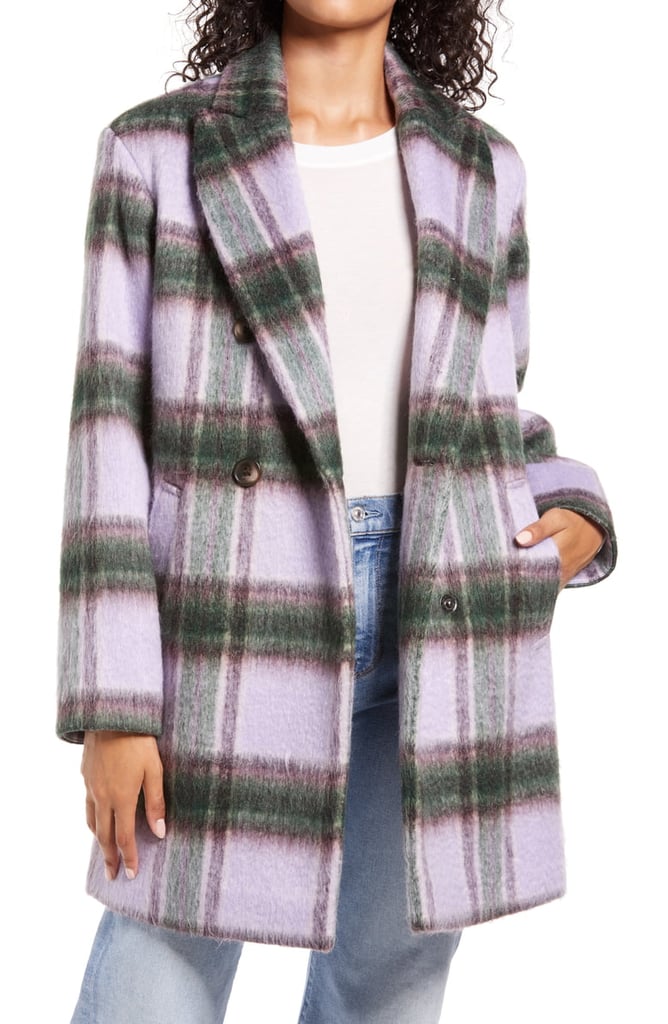 Halogen Plaid Brushed Coat