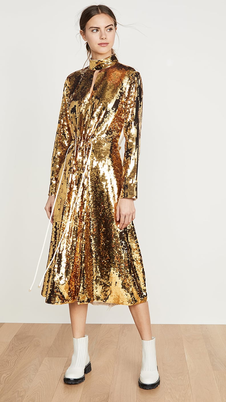 Tibi Split-Neck Sequin Dress