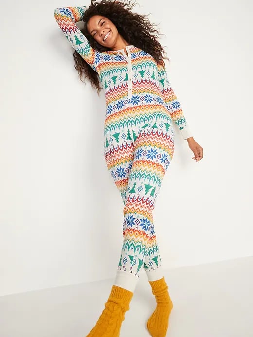 Old Navy Matching Printed Thermal-Knit One-Piece Pajamas