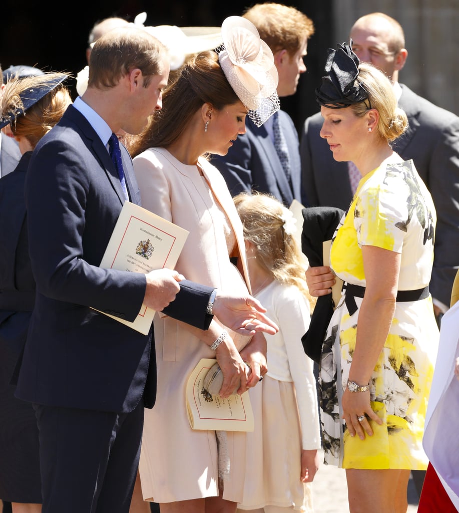 In June 2013, Zara and Kate appeared to check out each other's baby bumps during a service marking 60 years since Queen Elizabeth's coronation.