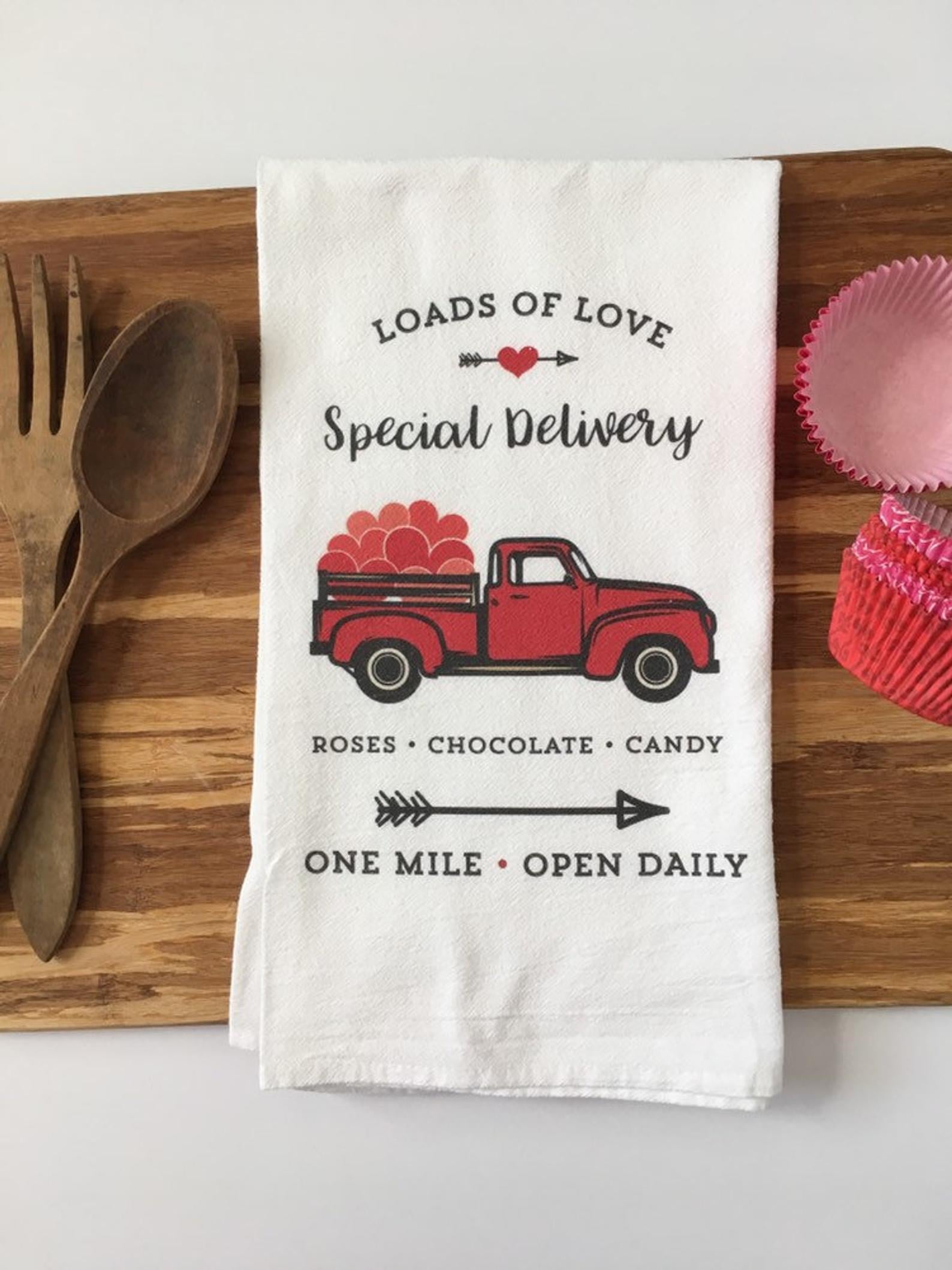 Valentine XOXO Truck Carrying Loads of Love Kitchen Towels – CrazeAbout