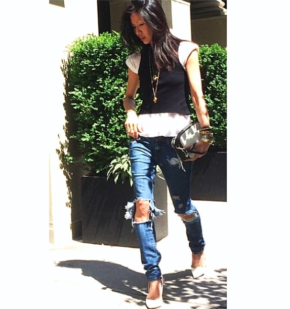 We're seriously digging the clutch Marissa carried when she grammed this #OOTD on Memorial Day: "Favorite vintage jeans hanging on by a thread. #truelove#boyfriend#jeans#ootd#streetstyle#marissawebb w/ @marissawebbnyc tops & @bananarepublic clutch #comingsoon happy Memorial Day!!!! X." If you are too, you can shop it for yourself: Banana Republic Harper Double-Zip Camera Cross-Body Bag ($120).
Source: Instagram user marissawebb