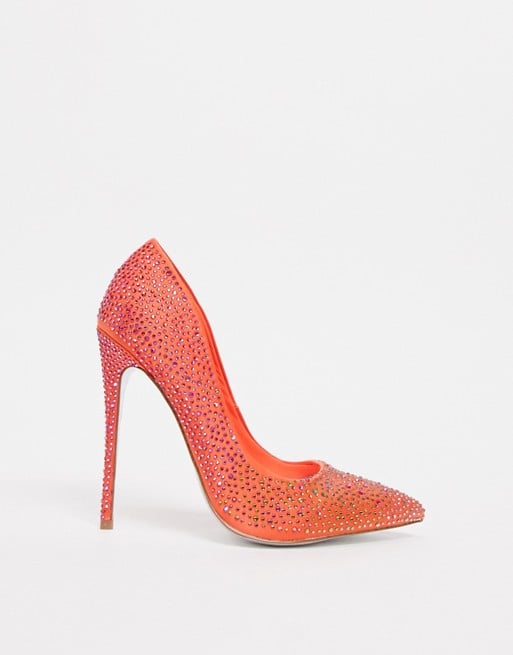 ASOS Penelope embellished stiletto pumps in orange