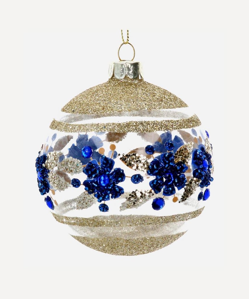 Liberty London Glass Glitter Floral Bauble