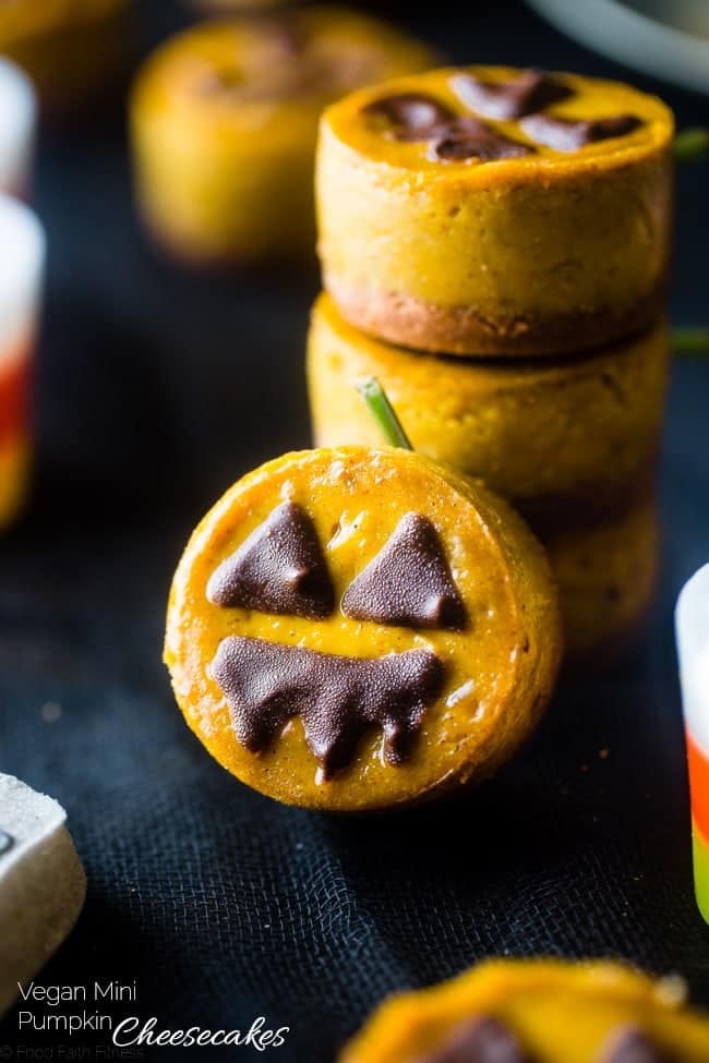 Mini Pumpkin Vegan Cheesecake Jack-o-Lanterns