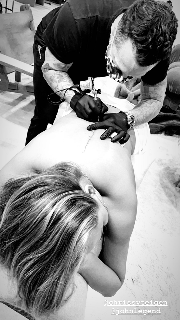 Chrissy Teigen Gets Sexy Spine Tattoo of John Legend's Lyric