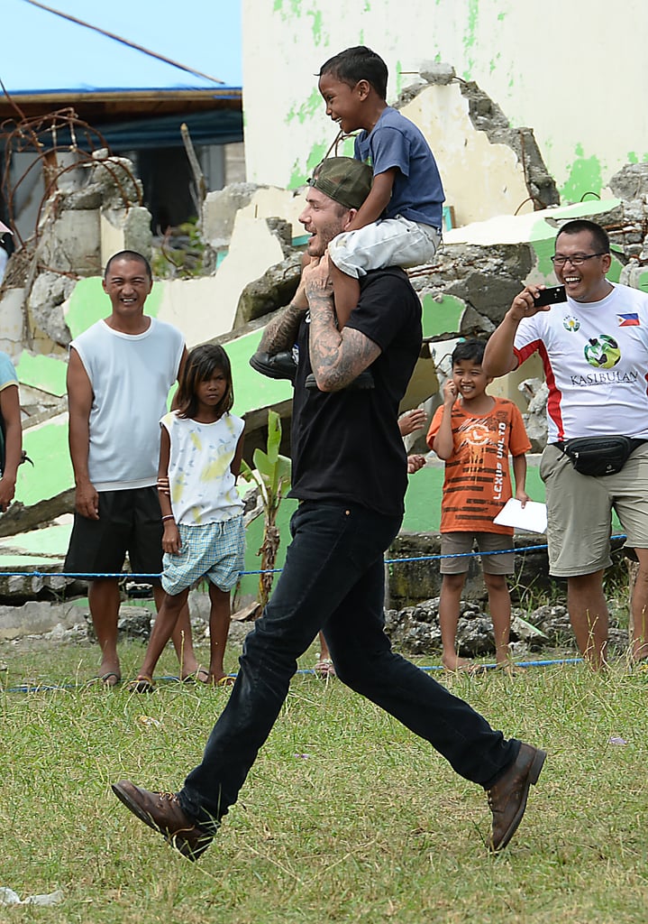 David Beckham Plays Soccer With Kids in the Philippines