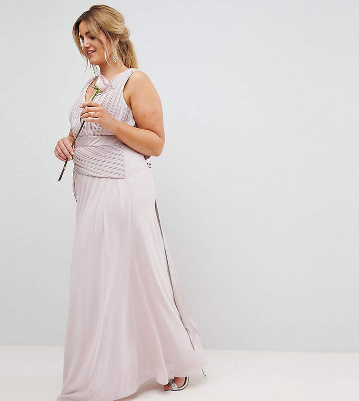 Tfnc Plus Wedding Bow Back Maxi Dress With Front Pleats