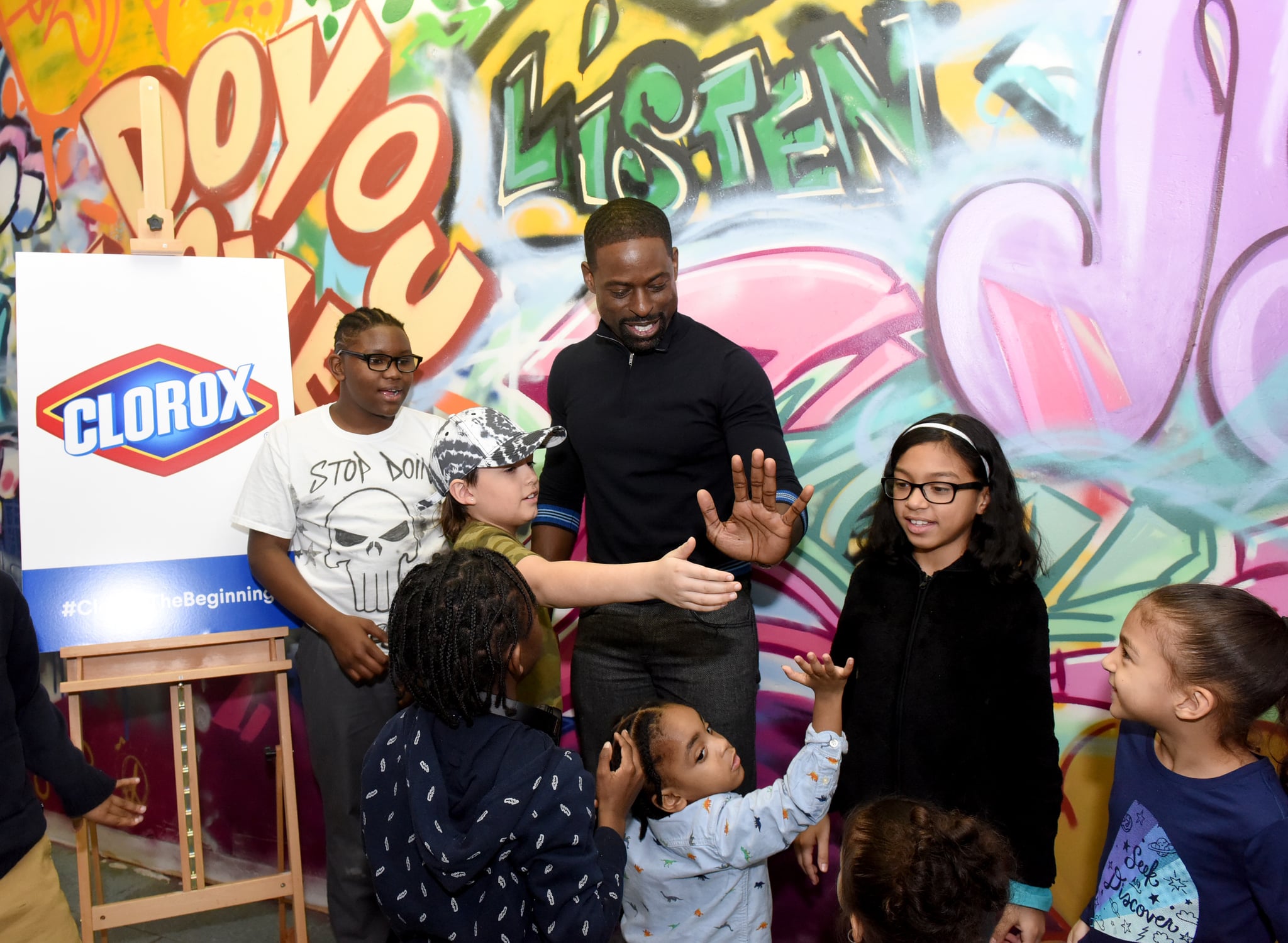 Award-winning actor Sterling K. Brown joins Clorox and Thrive Collective to celebrate the transformative power of clean at a new Youth Opportunity Hub in Harlem, New York, Tuesday, Feb. 27, 2018. The space was cleaned with a grant from Clorox and the help of 250 community volunteers to create new possibilities for youth as an arts hub and mentoring center. (Photo by Diane Bondareff/Invision for Clorox/AP Images)