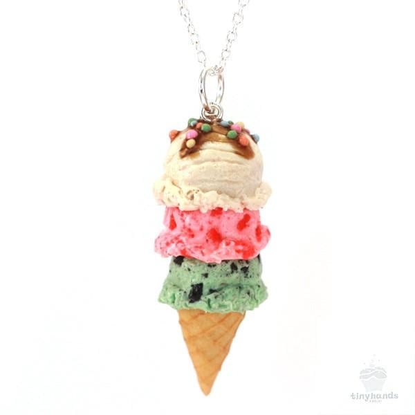 Scented Triple Scoop Ice Cream Cone Necklace