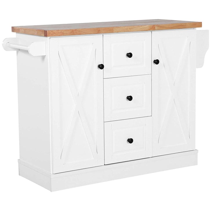 HOMCOM Wooden Mobile Kitchen Island Cart with Drawers and ...