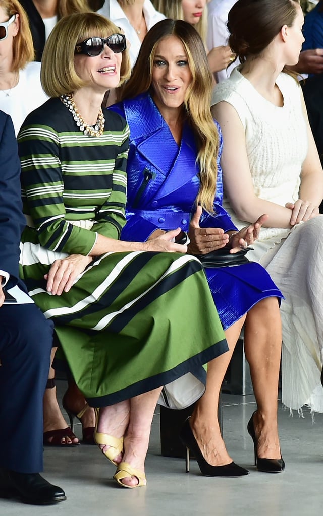Sarah Jessica Parker and Anna Wintour had a good laugh at the Calvin Klein show on Thursday.
