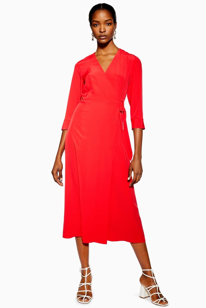 Topshop Buckle Wrap Midi Dress