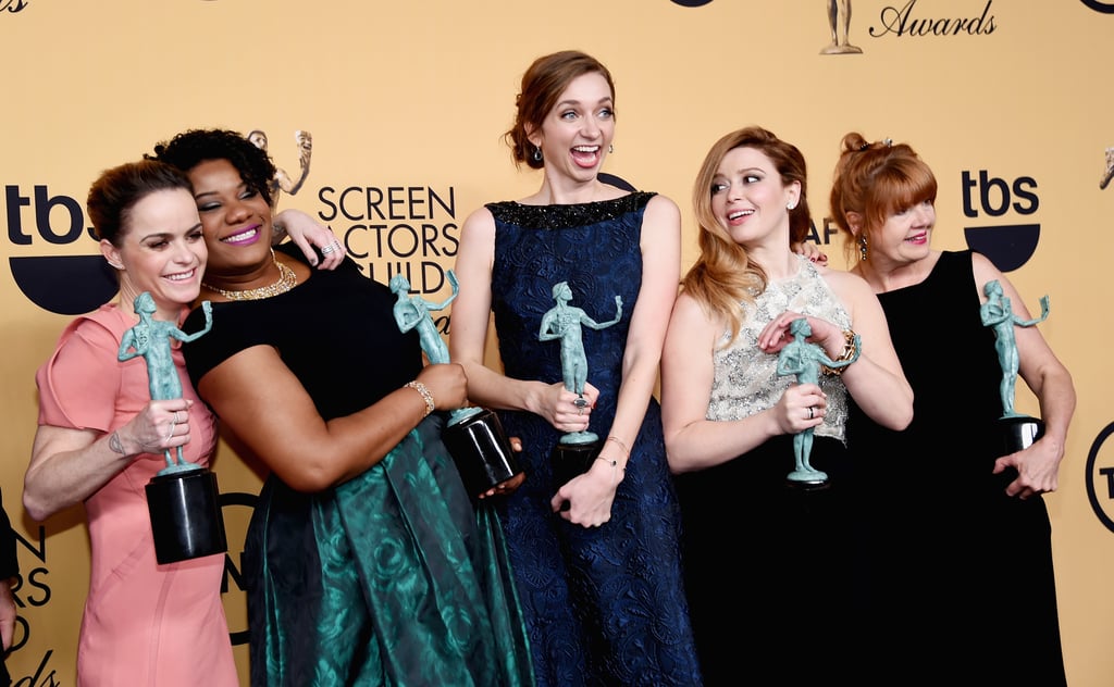 The cast of Orange Is the New Black celebrated their win in the press room.