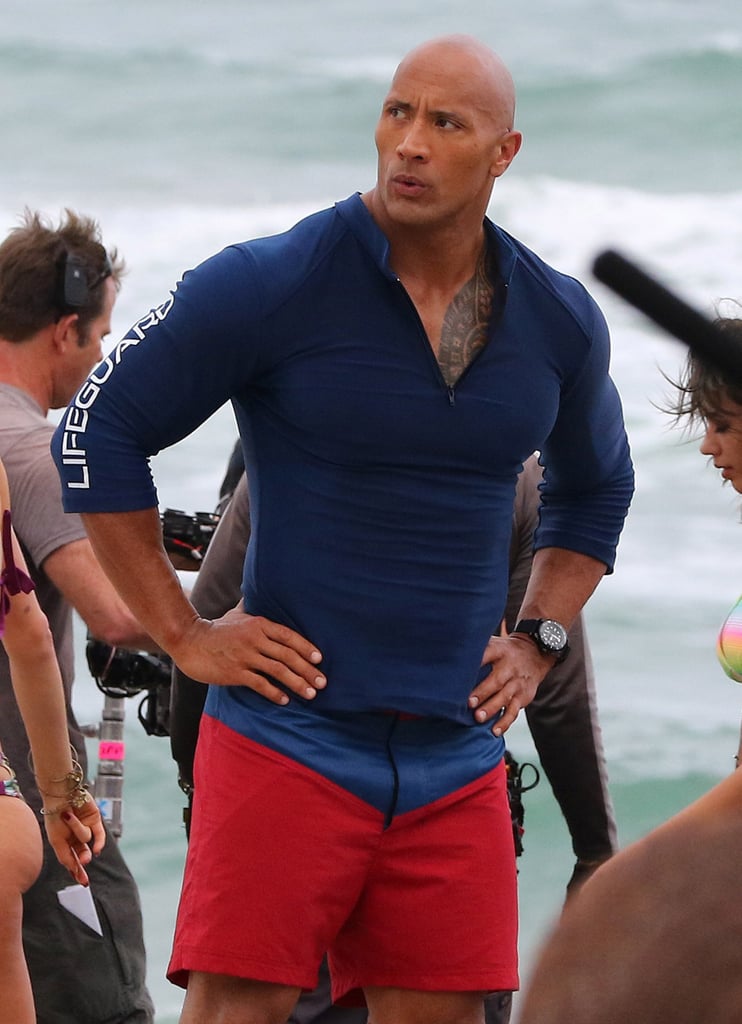 Dwayne Johnson Baywatch Movie Set Pictures