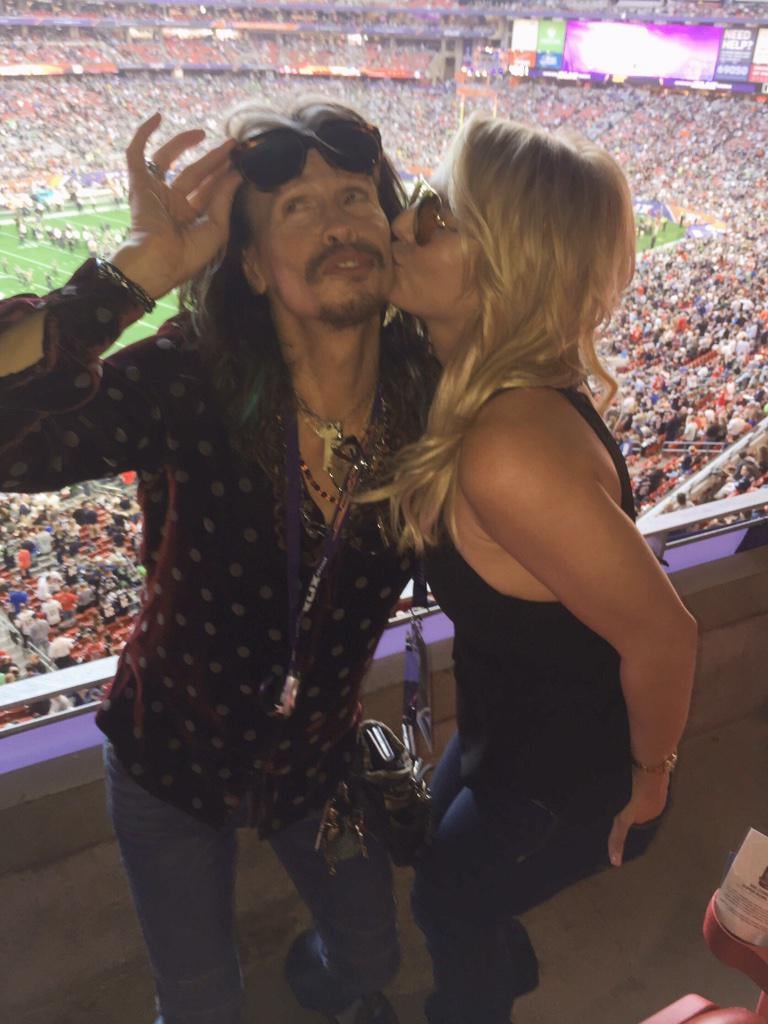 Britney Spears and Steven Tyler at the Super Bowl 2015