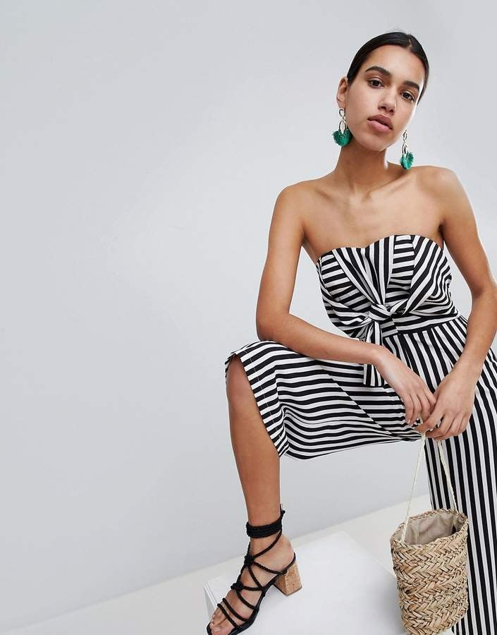 Boohoo Twist Bow Front Culotte Jumpsuit