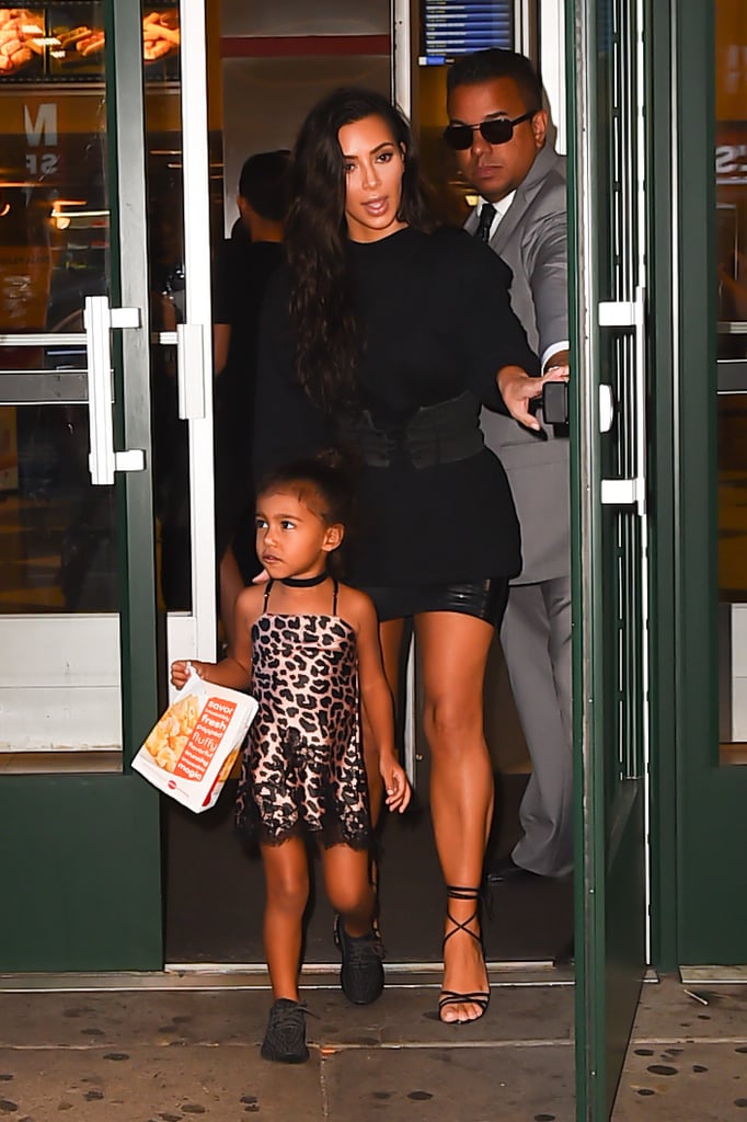 North stepped out in August 2016 wearing a leopard print slip, choker, and sneakers.