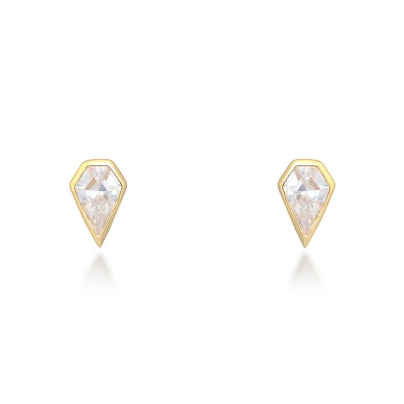 Cross Mini Stud Earrings | Solid 14K Gold Stud Earrings | Fine Jewelry 14K White Gold / Single by Helen Ficalora