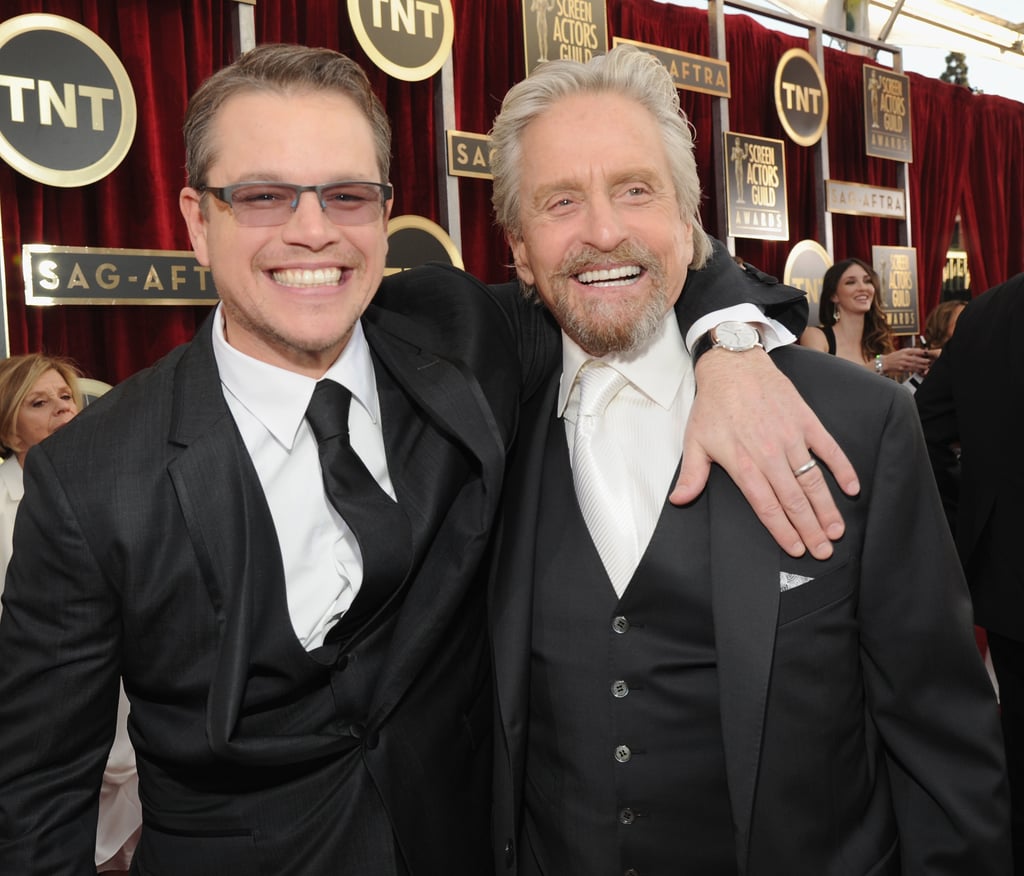 Matt Damon and Michael Douglas got excited about their Behind the Candelabra nomination before the SAG Awards.