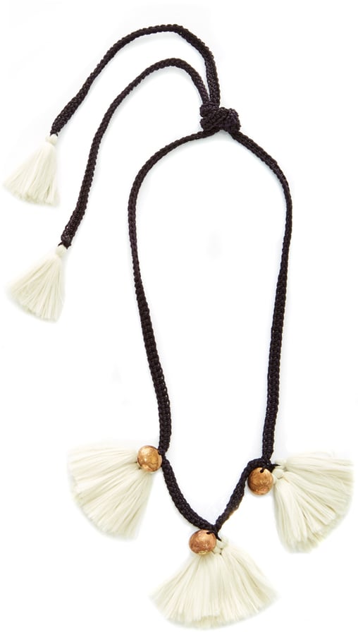 Daniela Bustos Ivory Fringe and Black Crochet Necklace ($195)