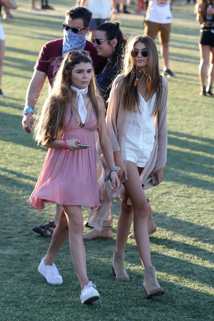 Kaia joined friend Olivia Giannulli, walking the festival in a crisp white romper and a scarf to finish it all off.