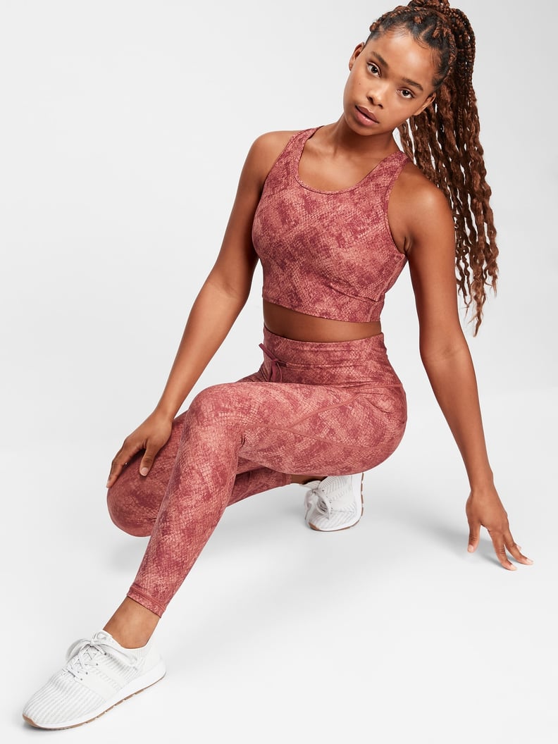 GapFit High Rise Blackout Full Length Drawcord Leggings and Impact Blackout Longline Cut-Out Back Sp