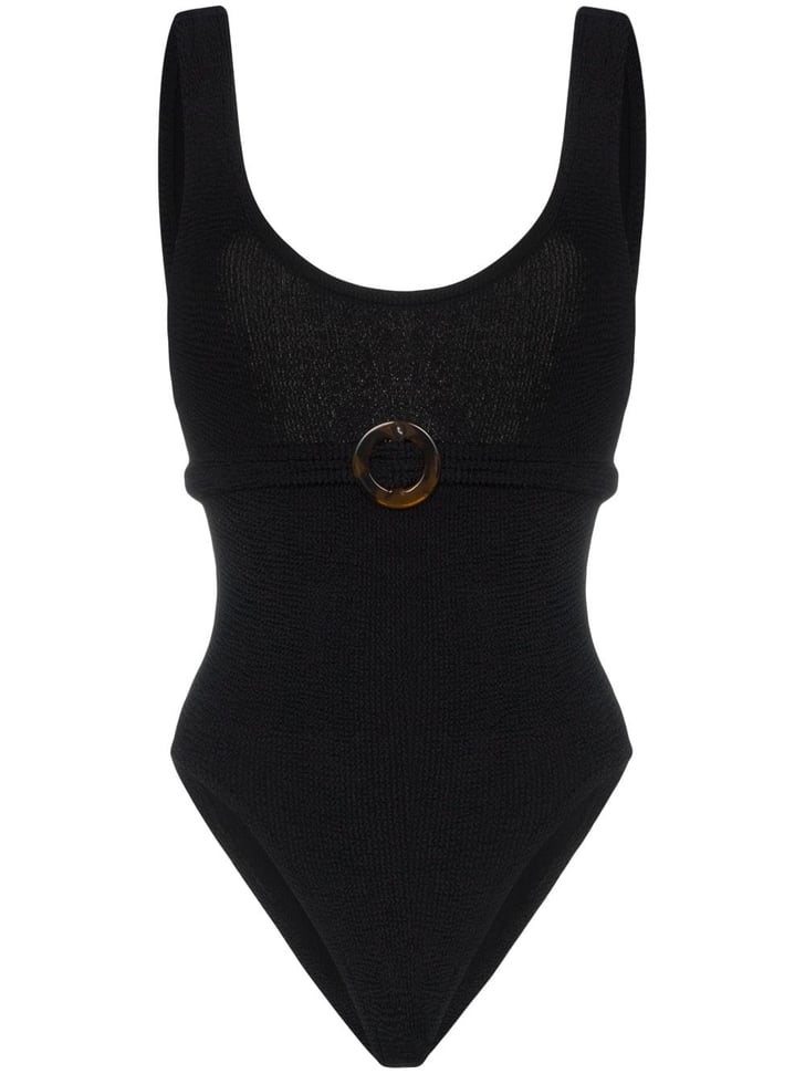 Hunza G Solitaire Seersucker Belted Swimsuit | Sophie Turner Black ...