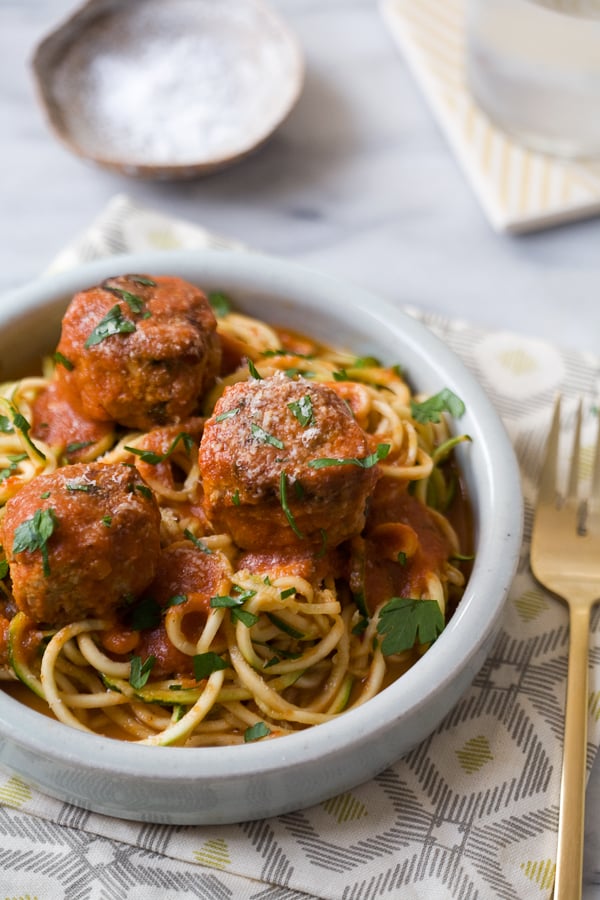 Zucchini Noodles With Meatballs