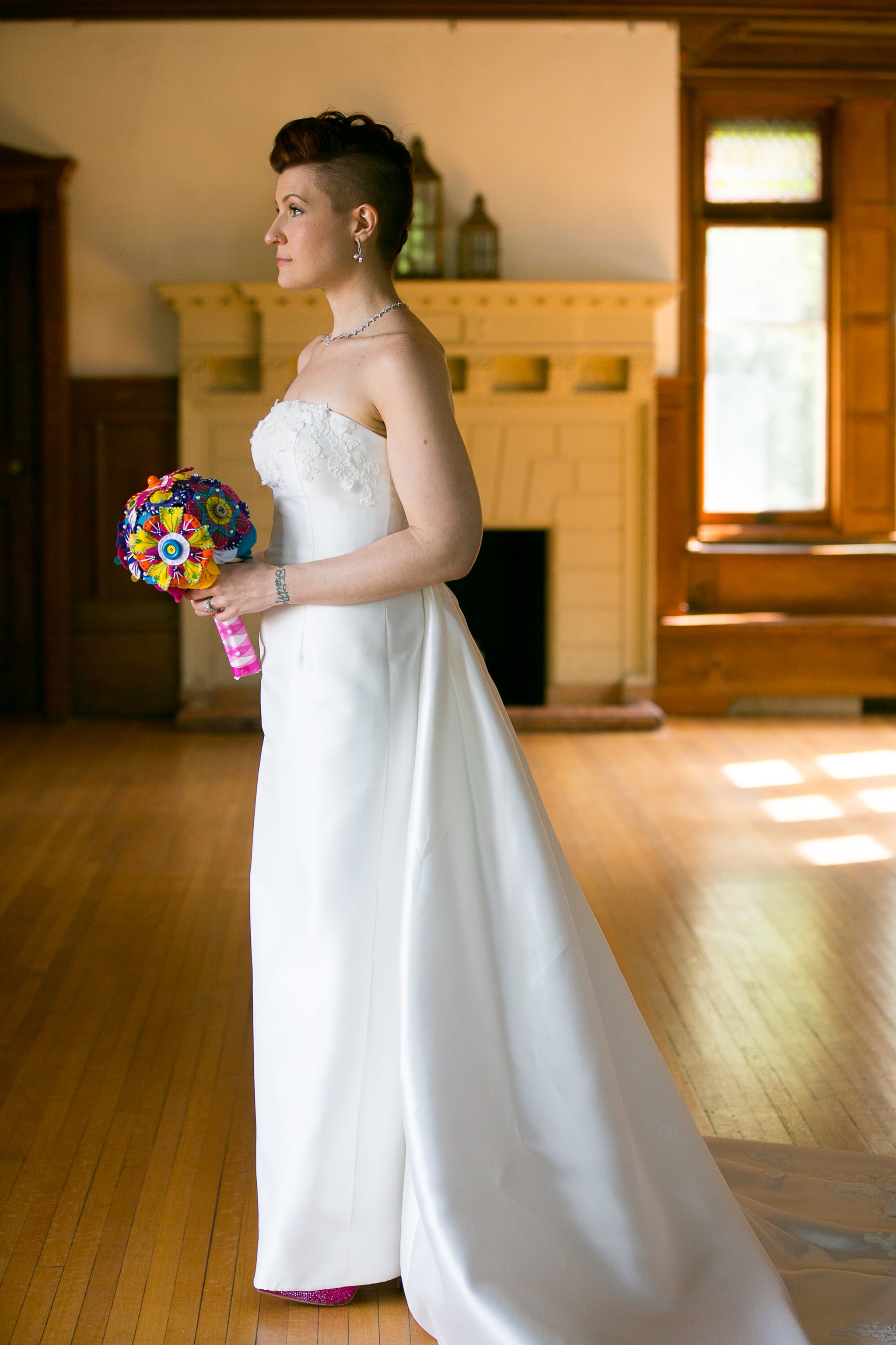 panel train wedding dress